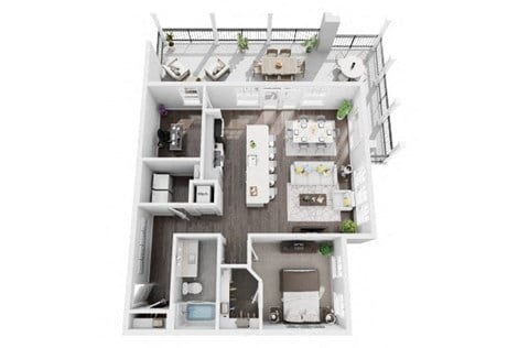 Floor plan for 1 bed, 1 bath, 1012 sqft